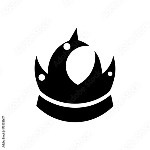 Silhouette crown with moon shape royal mystical symbol minimal clean vector sketch illustration with white background