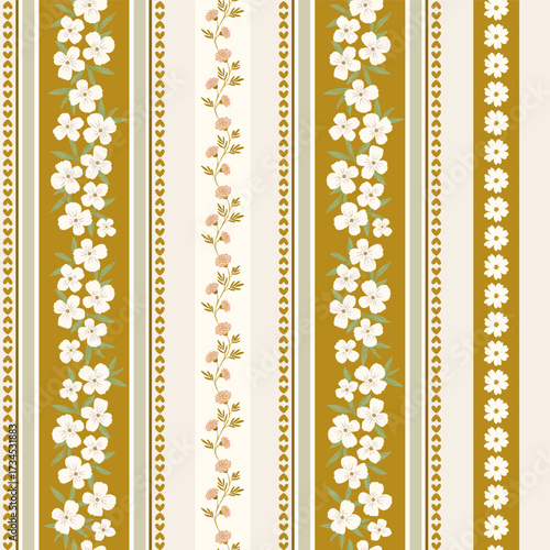 Seamless fall pattern print with stripes and lines, autumn cozy rustic digital paper, fabric print, vector cottagecore background.