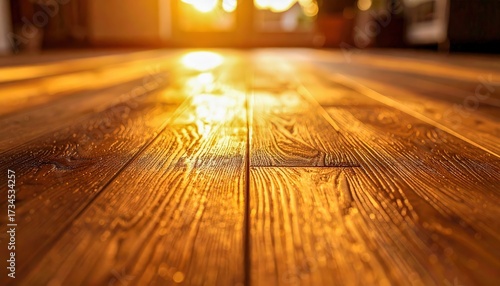 Wallpaper Mural Wooden floor shining with golden sunlight, creating nostalgic warm household atmosphere, domestic seasonal comfort, decorative heritage detail with modern design arrangement, artistic aesthetic charm. Torontodigital.ca