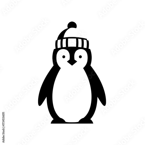 Black and White Penguin Wearing a Hat