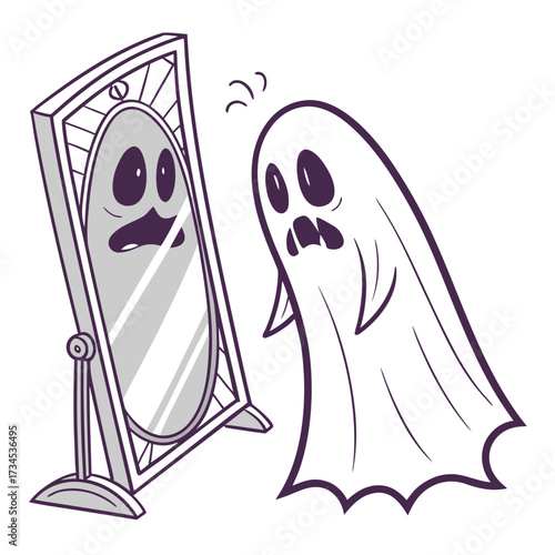 Scared ghost looks in mirror and sees itself