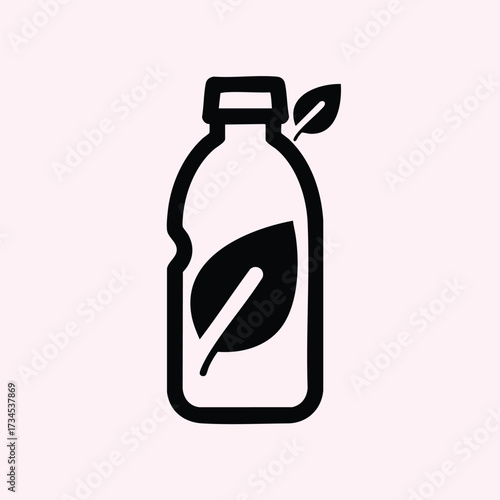 Eco-Friendly Beverage Bottle with Leaf Design Emphasizing Natural and Organic Lifestyle Choices
