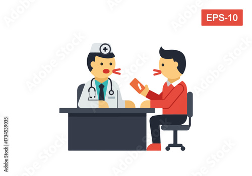 Doctor consulting with patient about medication, prescription, healthcare, and medical advice