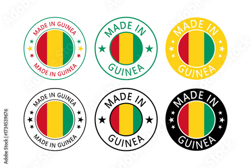 Guinea Made in Stamp in circle with flag Vector template on white background Free Download Guinea Made in Stamp in circle with flag Vector template on white background - GFXLoad