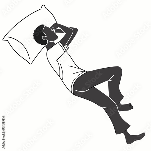 Man lying on pillow with hands on face in silhouette style