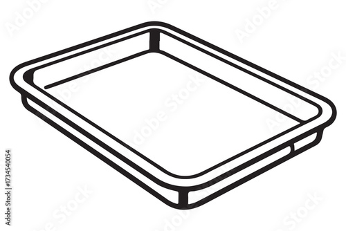 Baking Tray Line Art Vector Illustration With White on white background    
