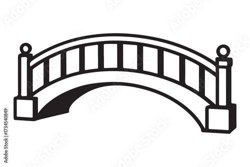a decorative curved bridge silhouette vector