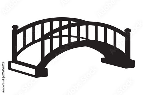 a decorative curved bridge silhouette vector