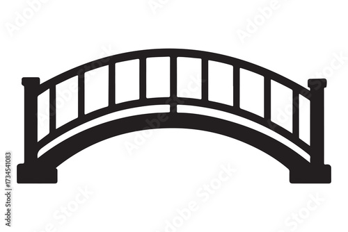 a decorative curved bridge silhouette vector