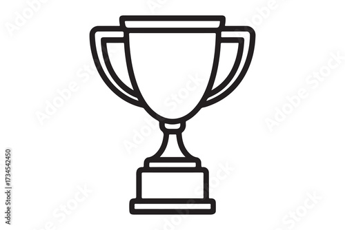 Trophy cup outline icon. Simple vector line art illustration. Award for winner, symbol of victory, success, achievement. First place prize for champion in competition