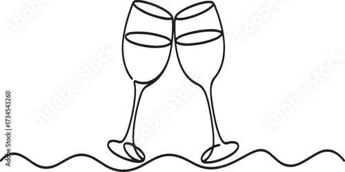 Two wine glasses clinking together in a celebratory toast celebration beverage