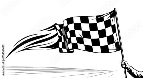 Checkered flag racing finish line motorsports victory competition winning auto race car sport symbol final