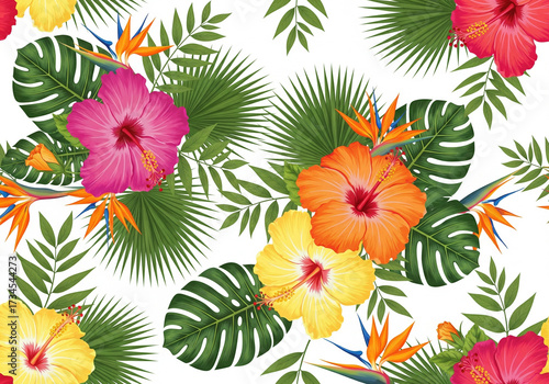 Tropical Hibiscus Floral Background