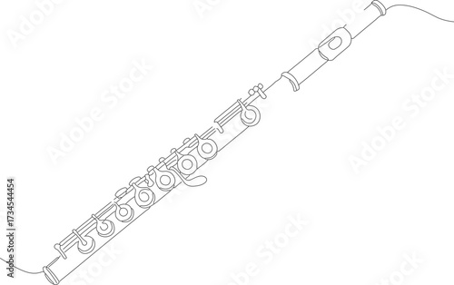 Line Art Detailed Flute Instrument Musical Isolated Clip Art Element
