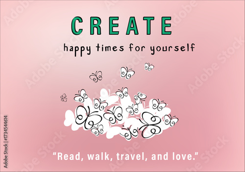 butterflies flying shape vector design.love  yourself message with watercolor butterfly vector margarita mariposa stationery,mug,t shirt,phone case fashion slogan style spring summer sticker