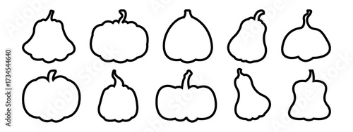 Pumpkin simple flat icons vector set.