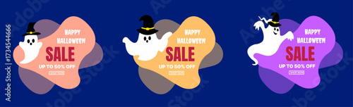 Creative modern set banners for halloween celebration Special seasonal offer.