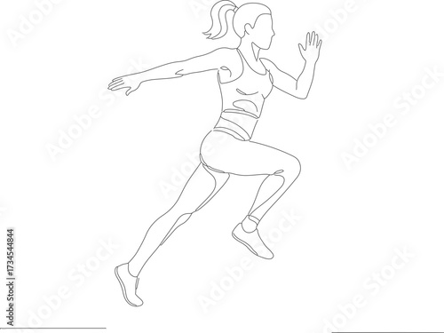 Minimalist Outline Female Runner in Action Sport and Fitness Illustration