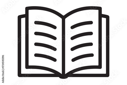 Open Book One Line Continuous Vector Drawing on white background    
