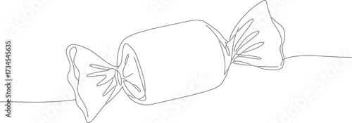 Minimalist One Line Drawing Wrapped Candy Sweet Treat Food Illustration