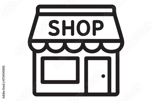 Shop building line  icon, shopping concept, store showcase sign on white background, shop storefront icon in outline style for mobile concept and web design. Vector graphics.