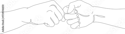 Line Art Pinky Promise Gesture Two Hands Intertwined Fingers Illustration