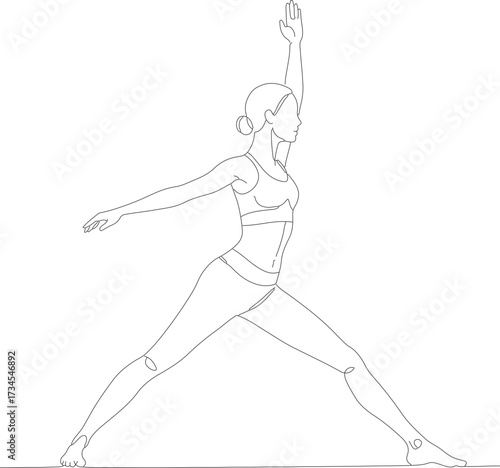 Minimalist Line Art Yoga Woman Silhouette Standing Pose Illustration