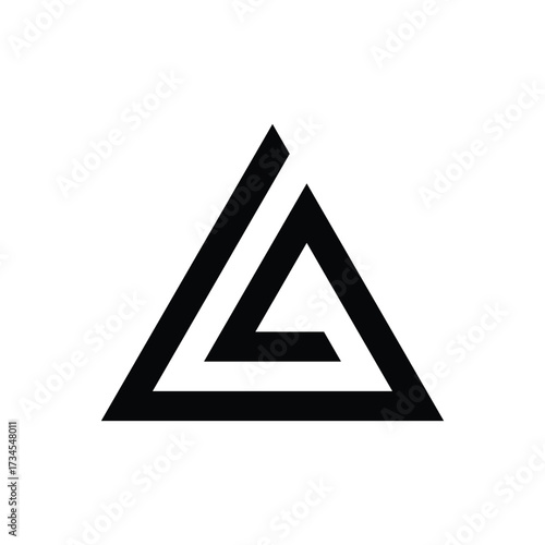 Modern geometric triangle symbol with internal structure icon vector