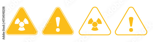 Warning or Danger Sign Icon Set Vector Design. Danger triangle icon. warning sign, electrical hazard sign. Vector illustration.