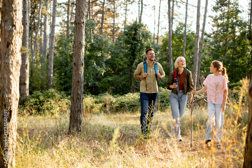 Friends enjoy a sunny hike ...