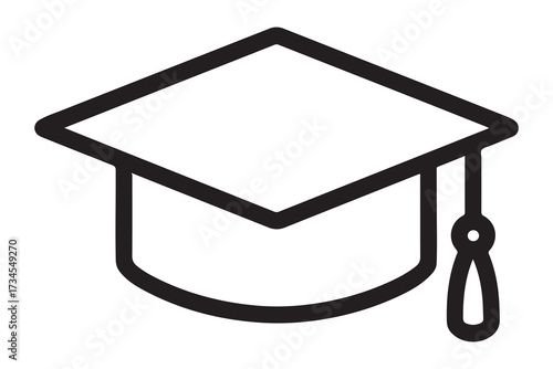 Graduation Cap with Hanging Tassel Icon Design