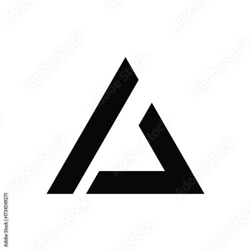 Geometric delta symbol icon for branding and design projects minimalist black triangle shape vector
