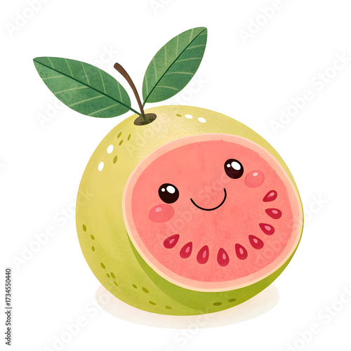 Wallpaper Mural Guava fruit emoji style isolated on white background ideal for tropical fruit designs, healthy lifestyle apps, Torontodigital.ca