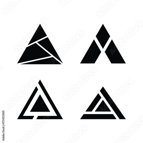 Geometric abstract triangle icons set modern shapes for design projects vector Free Download Geometric abstract triangle icons set modern shapes for design projects vector - GFXLoad
