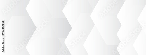Abstract seamless background with overlapping translucent white hexagons on a light gray to white gradient backdrop, clean minimal geometric design for tech, corporate, medical use.