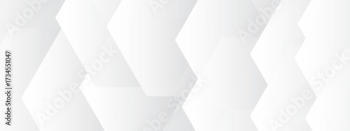 Abstract seamless background with overlapping translucent white hexagons on a light gray to white gradient backdrop, clean minimal geometric design for tech, corporate, medical use.