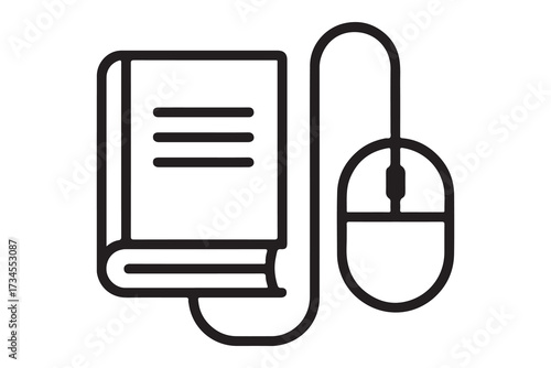 electronic book with mouse education online line style icon