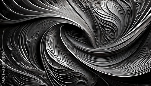 intricate swirling black and white damascus steel pattern ideal for background surface damascus steel