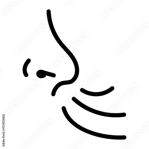 Deep Breathing Inhale simple line icon