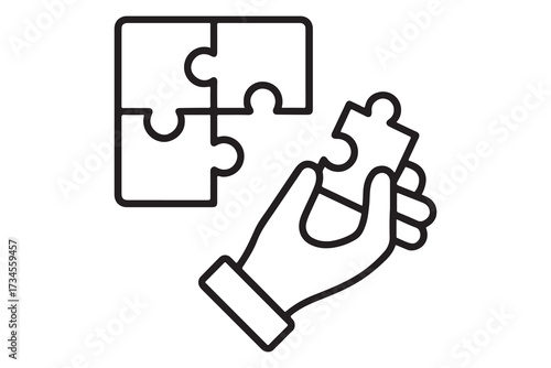 Creating or building own business concept. Puzzle piece, construction and development concept