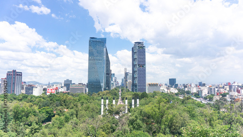The Monument to the Niños Héroes (Boy Heroes) in Chapultepec Park, honoring the six cadets who died defending Mexico during the Battle of Chapultepec in 1847.