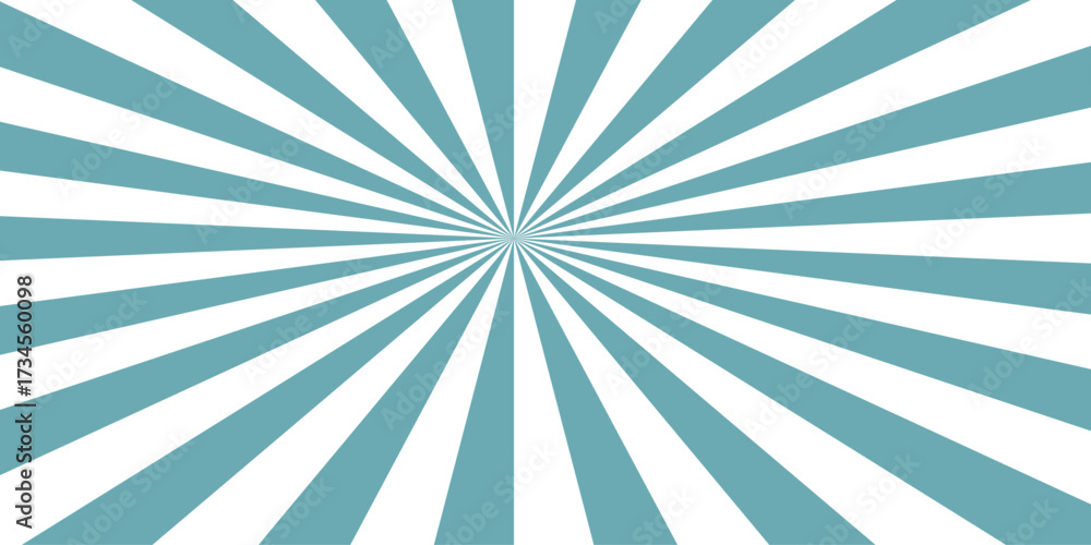 Fototapeta premium Abstract high-energy radial burst design with bright teal and white wavy stripes. Symmetrical curved segments, Perfect for comic, background, website, wallpaper, greeting.