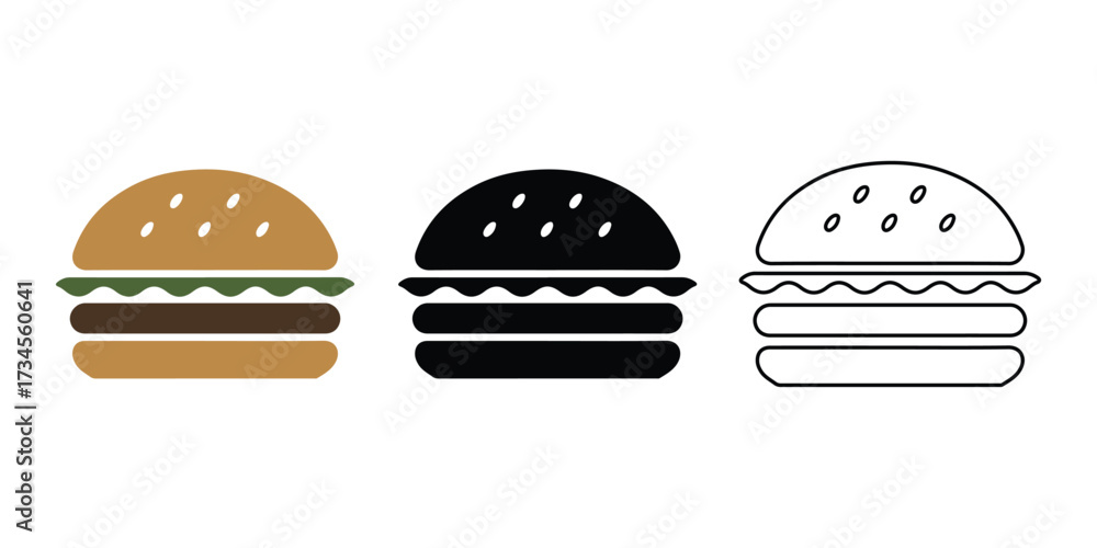 Fototapeta premium Vector burger icons design on clean background