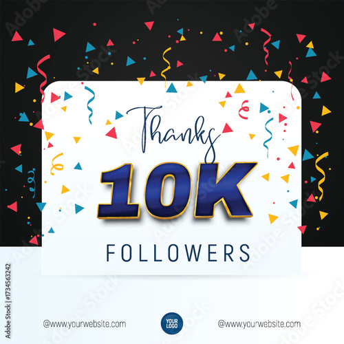 Celebrating ten thousand followers with confetti and streamers for social media milestone achievement