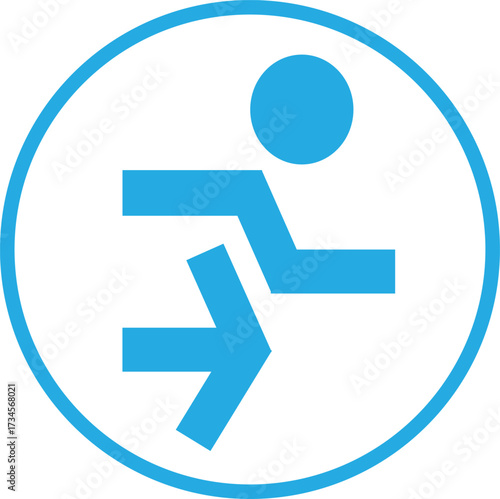 blue emergency exit sign on white background