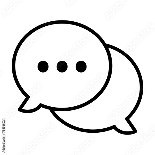 Simple outline style icon illustration of two speech bubbles overlapping each other
