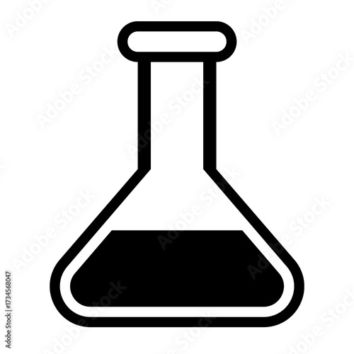 Stylized Erlenmeyer Flask: Science and Chemistry Icon with Liquid Indication symbol