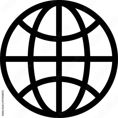 Simple globe icon representing global connection and worldwide communication internet