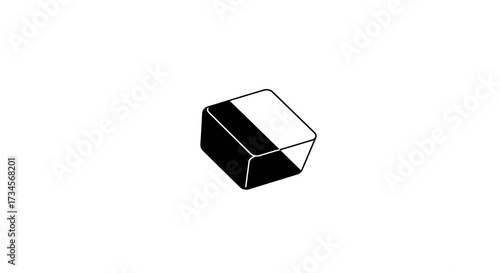 Minimalist Black and White Cube Graphic with Clean Lines, Abstract Shape, and Modern Geometric Design Concept