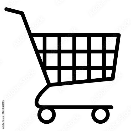 Minimalist Shopping Cart Icon for E-commerce and Retail Design and Advertising Purposes